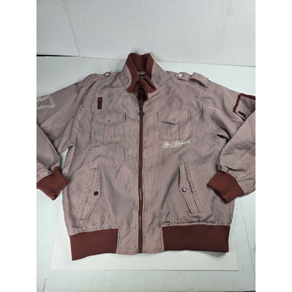 Live Mechanics Mens Full Zip Jacket Red Stripe Pockets Size XL Waterproof